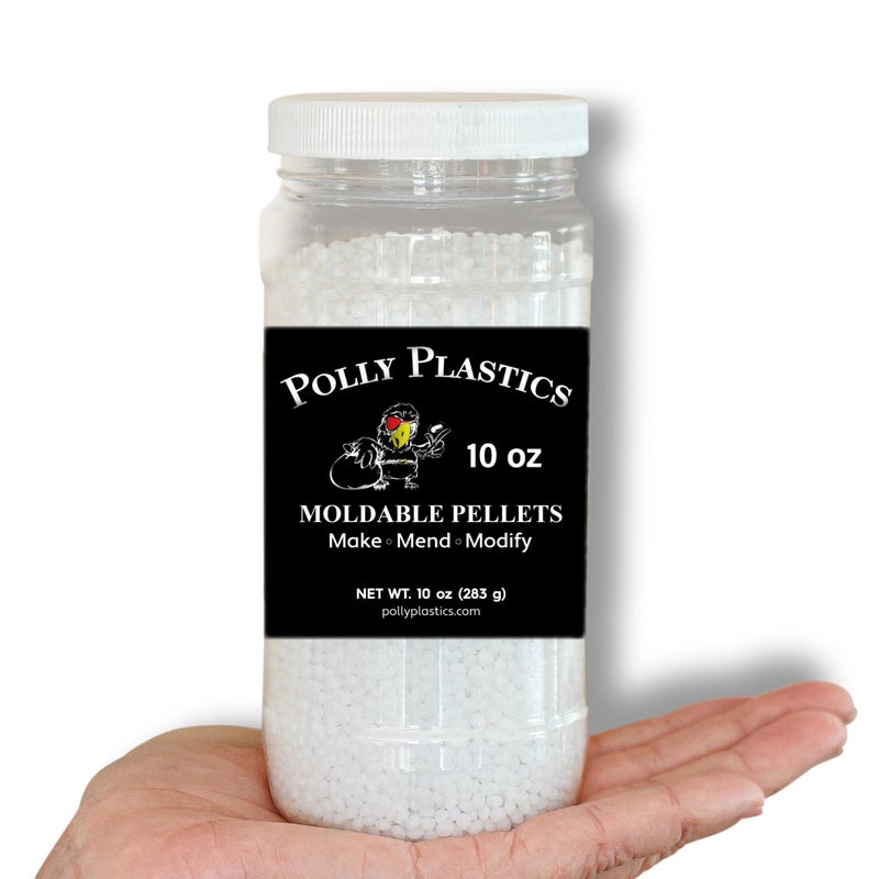 Polly Plastics Professional-Grade Moldable Plastic Pellets by Polly Plastics - Cosplay & Hobbyist Supplies for Crafting, Repairs, and More - EZ Grip Jar with Idea Booklet (10 oz) - Image 1